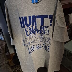 Market Gray Tee with Blue Graphic Call My Lawyer